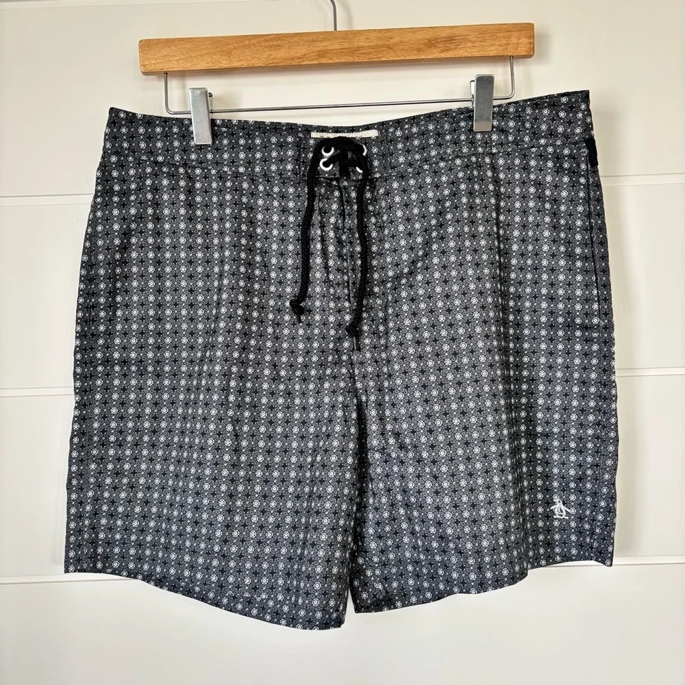 Original Penguin Lightweight Black and White Swim Shorts Size 34